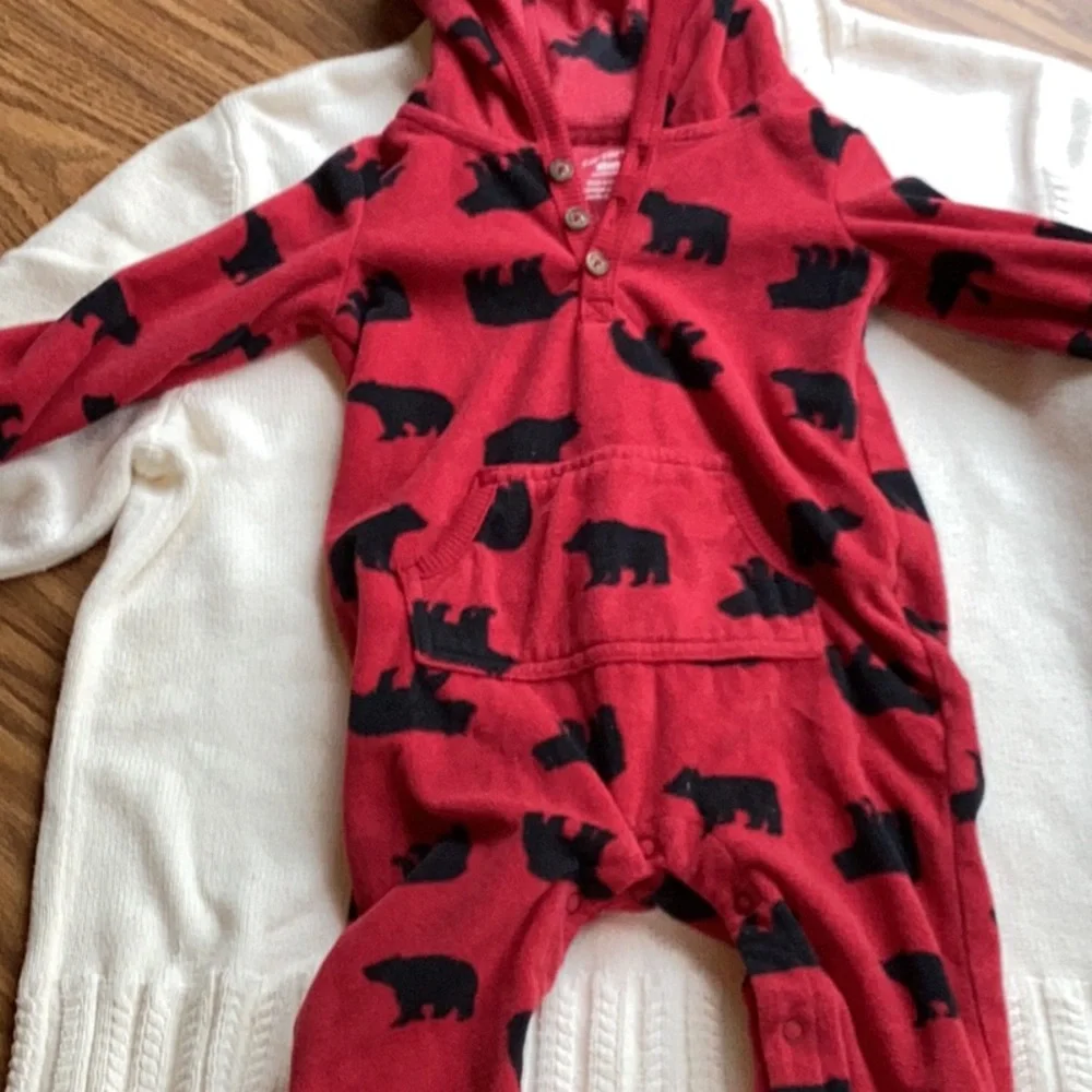Vintage Tunic Velour Top Red Carter's Size 3 Months VNPLVC